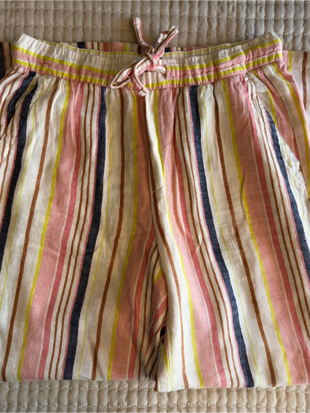 Old Navy High-Waisted Linen Blend Wide Leg Stripe Pants Medium Multicolor - Picture 7 of 9